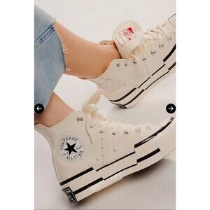 Converse Chuck Taylor platform High Top Pearl Embellished White Black Size 8.5